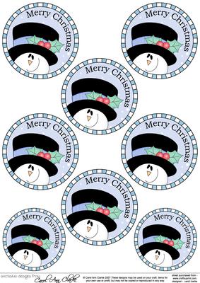 Snowman Round Christmas Gift Tags