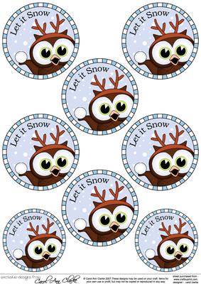 Little Hoot Owl Round Christmas Gift Tags
