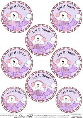Snowman Round Christmas Gift Tags