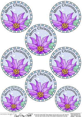 Poinsettia Round Christmas Gift Tags