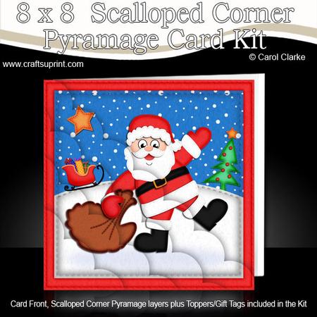 8 x 8 Xmas Santa Card Scalloped Corner Kit