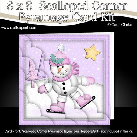 8 x 8 Xmas Snowman Card Scalloped Corner Kit