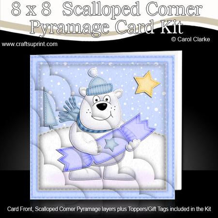 8 x 8 Xmas Ben Polar Bear Card Scalloped Corner Kit