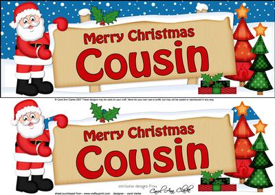 Large Dl Xmas Cousin Santa Signpost Decoupage