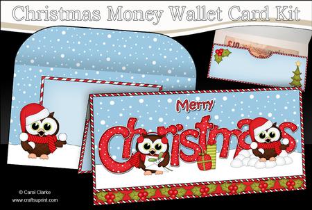 Christmas Little Hoot Owls Money or Gift Wallet Card Kit