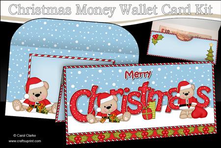 Christmas Livvy Bear Money or Gift Wallet Card Kit