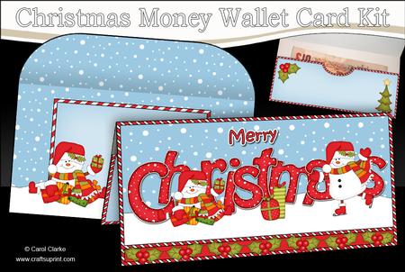 Christmas Snowmen Money or Gift Wallet Card Kit