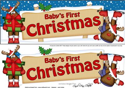 Lge Dl Baby's 1st Christmas Rudolph Signpost 3D Decoupage