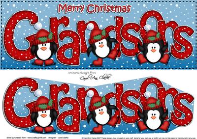 Large Dl Xmas Grandsons Penguins 3D Decoupage