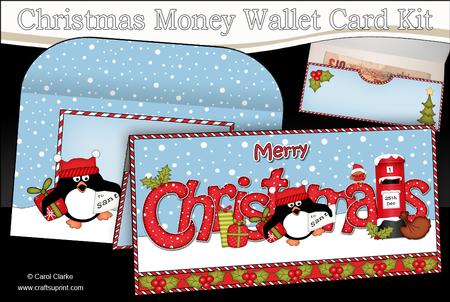 Christmas Penguins Money or Gift Wallet Card Kit