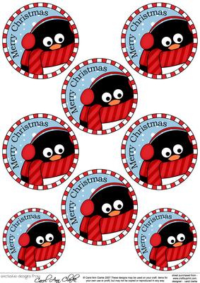 Xmas Pip Penguin Round Christmas Gift Tags
