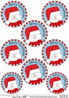 Xmas Snowman Round Christmas Gift Tags