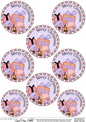 Xmas Presents Round Christmas Gift Tags