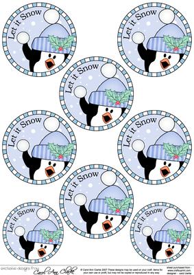 Xmas Penguin Round Christmas Gift Tags