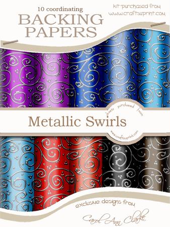 'silver Metallic Swirls' Backing Papers Kit