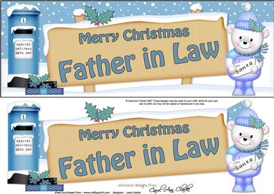Lge Dl Xmas Father in Law Teddy Ed Signpost