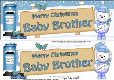 Lge Dl Xmas Baby Brother Teddy Ed Signpost