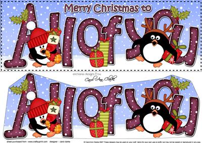 Large Dl Xmas All of You Penguins 3D Decoupage