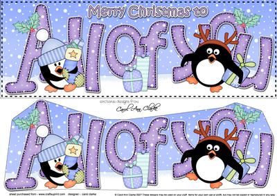 Large Dl Xmas All of You Penguins 3D Decoupage
