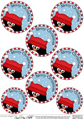 Xmas Pip Penguin Round Christmas Gift Tags