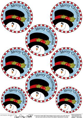 Xmas Snowman Round Christmas Gift Tags