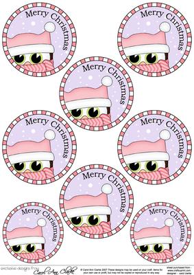 Xmas Little Hoot Owl Round Christmas Gift Tags