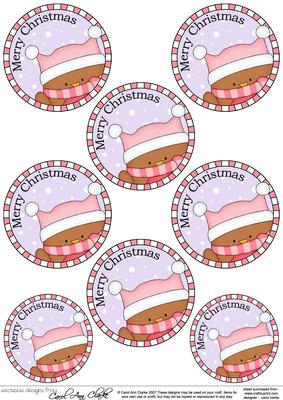 Xmas Bobbin Robin Round Christmas Gift Tags