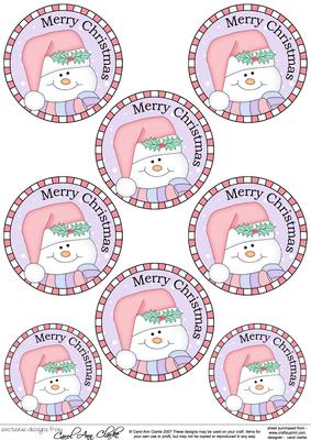 Xmas Snowman Round Christmas Gift Tags