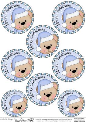 Xmas Livvy Bear Round Christmas Gift Tags