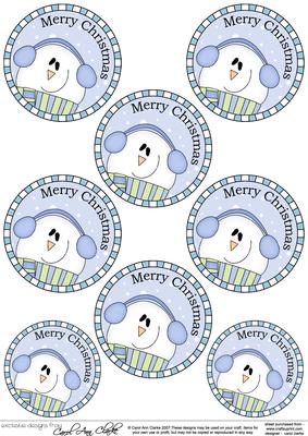 Xmas Snowman Round Christmas Gift Tags