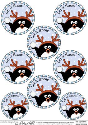 Xmas Pip Penguin Round Christmas Gift Tags
