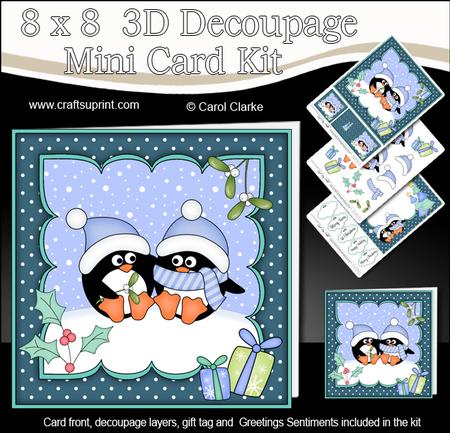 8x8 Xmas Pip Penguin Love Mini Kit 3D Decoupage