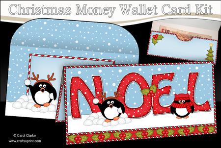 Xmas Noel Pip Penguin Money or Gift Wallet Card Kit