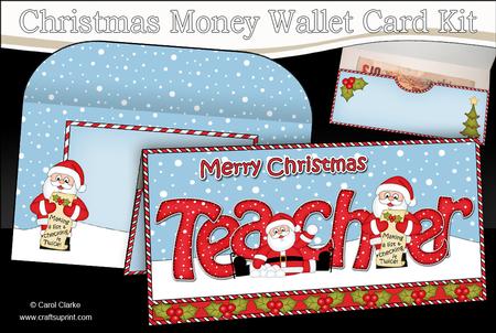Teacher Santa Money or Gift Wallet Card Kit