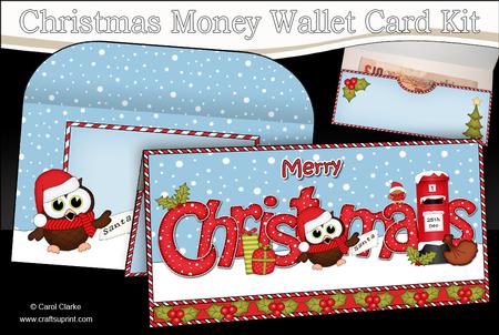 Christmas Little Hoot Owl Money or Gift Wallet Card Kit