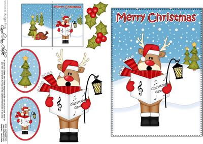 5x7 Christmas Singing Rudolph 3D Decoupage