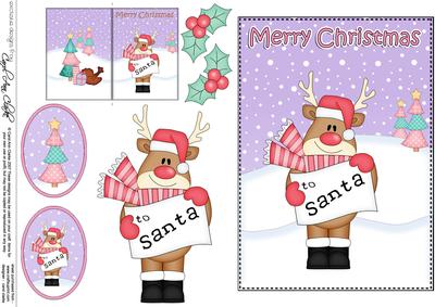 5x7 Christmas Rudolph's Letter 3D Decoupage