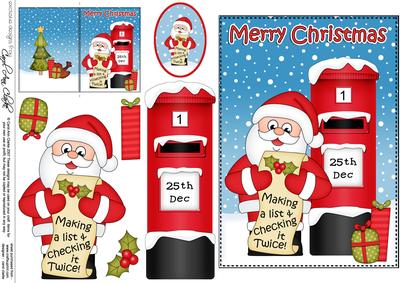 Christmas Santa Postbox 5x7 3D Decoupage