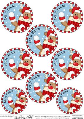 Xmas Rudolph Round Christmas Gift Tags
