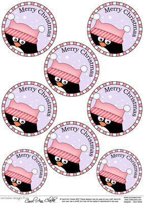 Xmas Pip Penguin Round Christmas Gift Tags