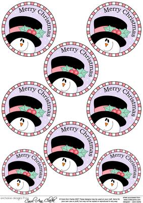 Xmas Snowman Round Christmas Gift Tags