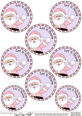 Xmas Santa Round Christmas Gift Tags