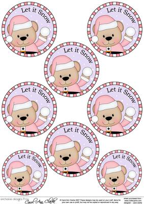 Xmas Livvy Bear Round Christmas Gift Tags