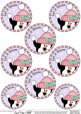 Xmas Penguin Round Christmas Gift Tags