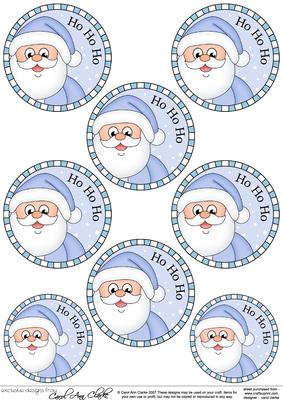 Xmas Santa Round Christmas Gift Tags