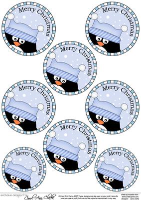 Xmas Pip Penguin Round Christmas Gift Tags
