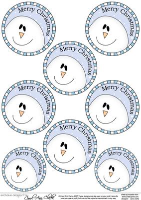 Xmas Snowman Round Christmas Gift Tags