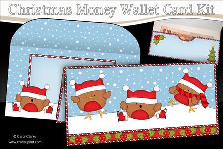Xmas Bobbin Robins Money or Gift Wallet Card Kit