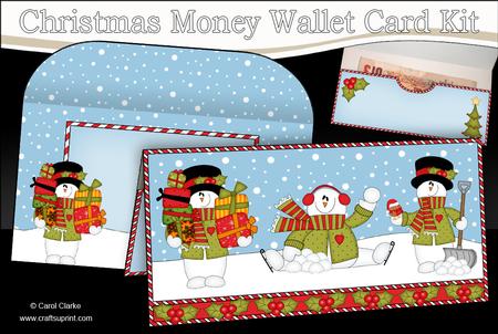 Xmas Snowmen Money or Gift Wallet Card Kit