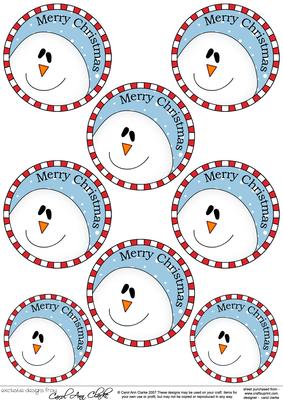 Xmas Snowman Round Christmas Gift Tags